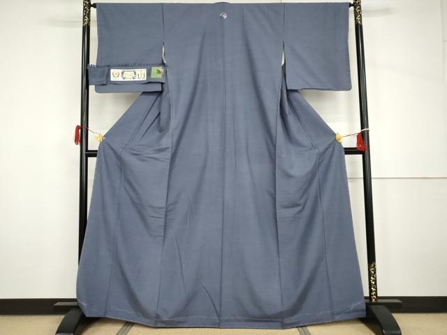 平和屋着物●結城紬　色無地　紅掛空色　証紙付き　正絹　逸品　未使用　AABH7206cs