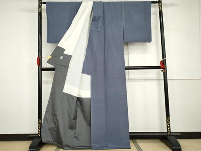 平和屋着物●結城紬　色無地　紅掛空色　証紙付き　正絹　逸品　未使用　AABH7206cs