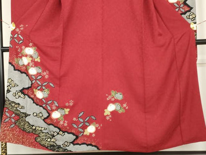 平和屋着物●豪華振袖　光琳菊　金彩　正絹　逸品　AABH7207cs