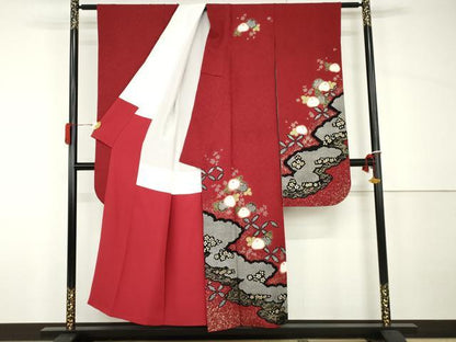 平和屋着物●豪華振袖　光琳菊　金彩　正絹　逸品　AABH7207cs