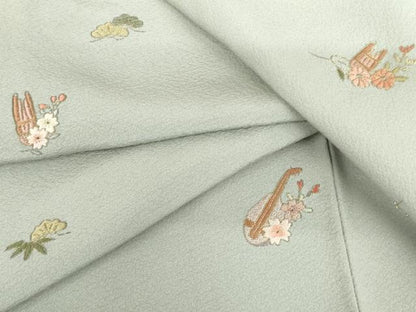 平和屋着物●総刺繍　訪問着　花楽器文　金糸　正絹　逸品　AABH7210cs