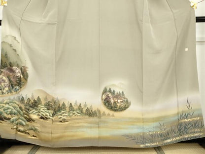 平和屋着物●豪華色留袖　作家物　泰常　樹林風景文　暈し染め　金彩　正絹　逸品　AABH7213cs