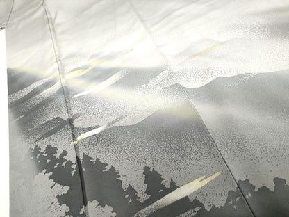 平和屋着物●染色作家　津室朱光　色留袖　重ね山樹林シルエット　暈し染め　金銀彩　正絹　逸品　AABH7214cs