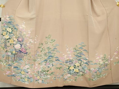 平和屋着物●本加賀友禅作家　染元千紅代表　寺西一紘　色留袖　松竹梅飾花文　正絹　逸品　AABH7215cs