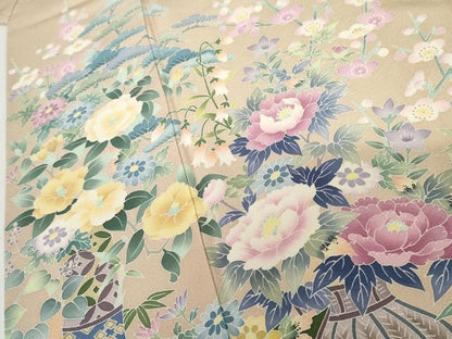平和屋着物●本加賀友禅作家　染元千紅代表　寺西一紘　色留袖　松竹梅飾花文　正絹　逸品　AABH7215cs