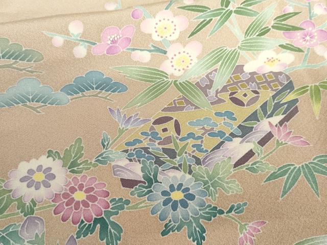 平和屋着物●本加賀友禅作家　染元千紅代表　寺西一紘　色留袖　松竹梅飾花文　正絹　逸品　AABH7215cs