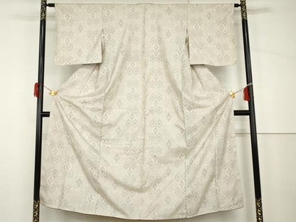 平和屋着物●本場大島紬　白大島　一元絣　亀甲花文　正絹　逸品　未使用　AABH7218cs