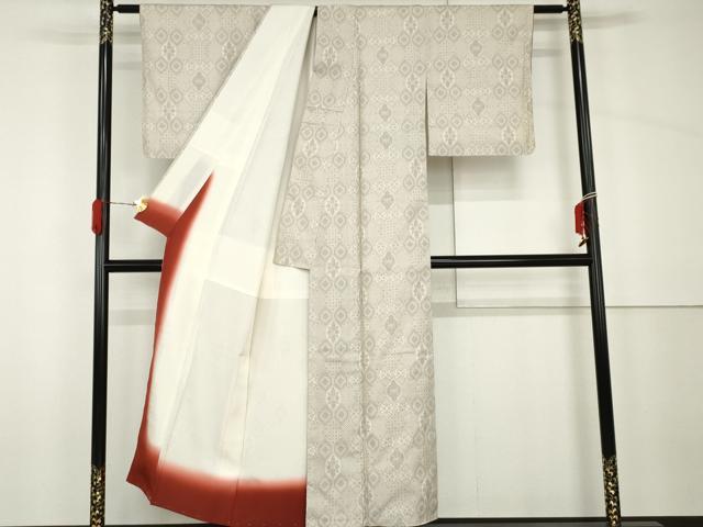 平和屋着物●本場大島紬　白大島　一元絣　亀甲花文　正絹　逸品　未使用　AABH7218cs
