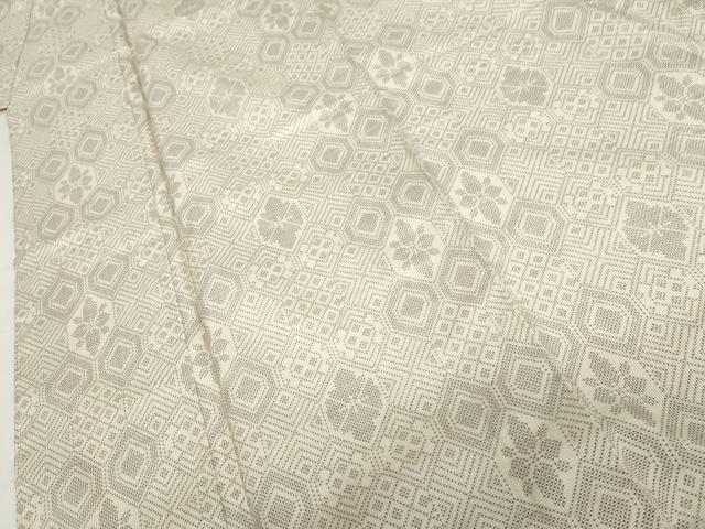 平和屋着物●本場大島紬　白大島　一元絣　亀甲花文　正絹　逸品　未使用　AABH7218cs