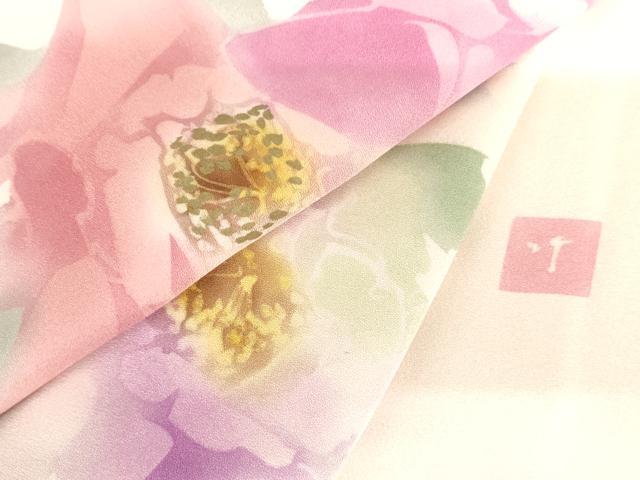 平和屋着物●訪問着　作家物　手描き　ろうけつ染　草花文　正絹　逸品　AABH7220cs