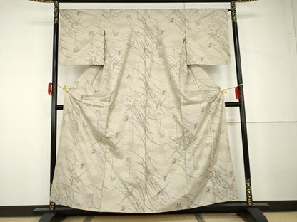 平和屋着物●本場大島紬　白大島　一元7マルキ　総絣　舞蝶文　正絹　逸品　未使用　AABH7224cs