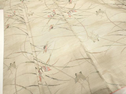 平和屋着物●本場大島紬　白大島　一元7マルキ　総絣　舞蝶文　正絹　逸品　未使用　AABH7224cs