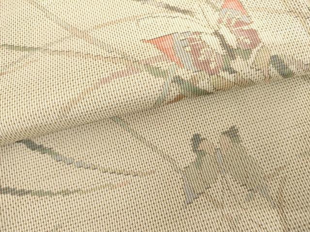 平和屋着物●本場大島紬　白大島　一元7マルキ　総絣　舞蝶文　正絹　逸品　未使用　AABH7224cs