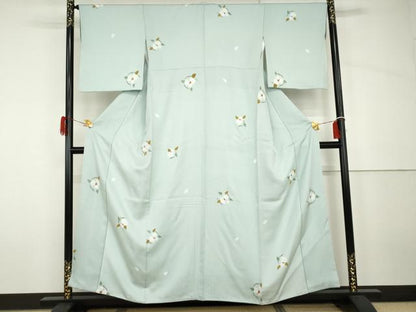 平和屋着物●上質な小紋　絞り　草花丸文　金彩　正絹　逸品　AABH7231cs