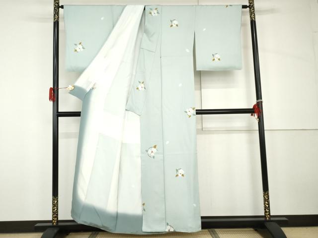 平和屋着物●上質な小紋　絞り　草花丸文　金彩　正絹　逸品　AABH7231cs