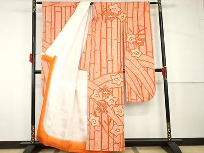 平和屋着物●豪華振袖　総絞り　笹竹花文　正絹　逸品　AABH7233cs