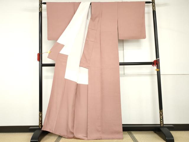平和屋着物●京加賀友禅　百貫達雄監修　色無地　退紅色　正絹　逸品　未使用　AABH7235cs