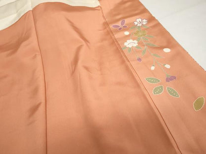 平和屋着物●訪問着　駒刺繍　松竹梅花文　金銀彩　正絹　逸品　AABH7237cs