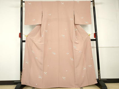 平和屋着物●上質な小紋　友禅　枝花文　正絹　逸品　未使用　AABH7238cs