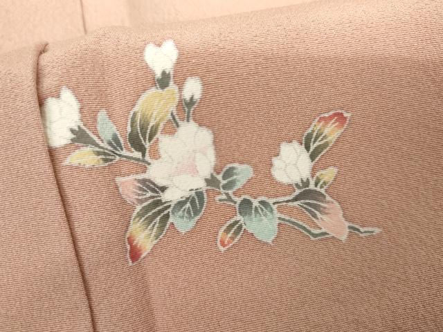平和屋着物●上質な小紋　友禅　枝花文　正絹　逸品　未使用　AABH7238cs