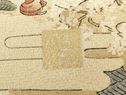 平和屋着物●摺友禅　横塚賢治　訪問着　刺繍　人物風景文　暈し染め　金彩　正絹　逸品　AABH7241cs