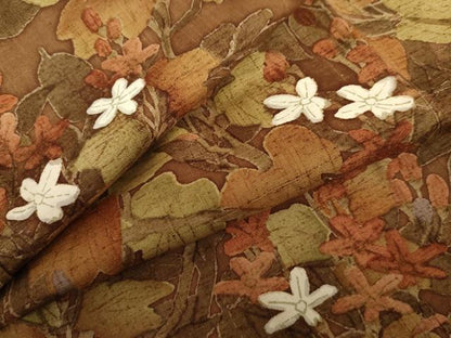 平和屋着物●上質な紬　手描き　枝花文　正絹　逸品　AABH7246cs