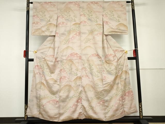 平和屋着物●訪問着　重ね山草花文　暈し染め　金彩　正絹　逸品　AABH7250cs