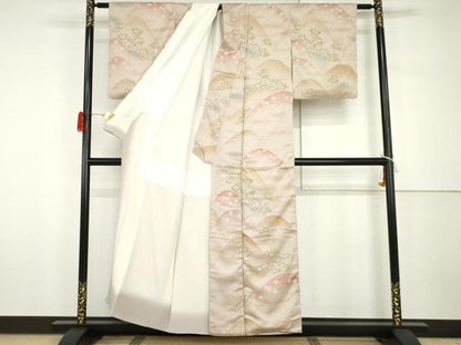 平和屋着物●訪問着　重ね山草花文　暈し染め　金彩　正絹　逸品　AABH7250cs