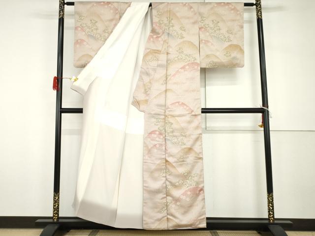 平和屋着物●訪問着　重ね山草花文　暈し染め　金彩　正絹　逸品　AABH7250cs