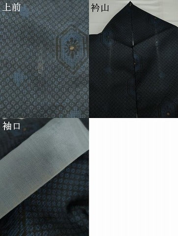 平和屋着物●本場大島紬　割り込み絣　亀甲花文　正絹　逸品　AABH7251cs