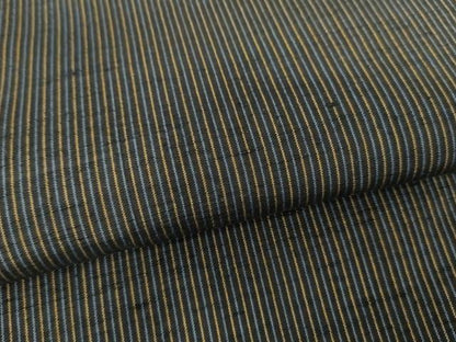 平和屋着物●上質な紬　縞　黒地　正絹　逸品　AABH7252cs