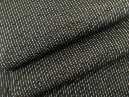 平和屋着物●上質な紬　縞　黒地　正絹　逸品　AABH7252cs