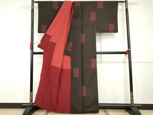 平和屋着物●本場大島紬　一元絣　地空き　色紙文　正絹　逸品　AABH7253cs