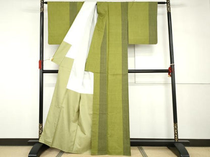 平和屋着物●薩摩結城　間道　正絹　逸品　AABH7255cs