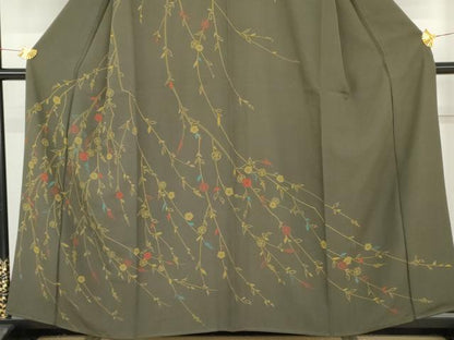 平和屋着物●訪問着　枝垂れ花文　正絹　逸品　AABH7256cs