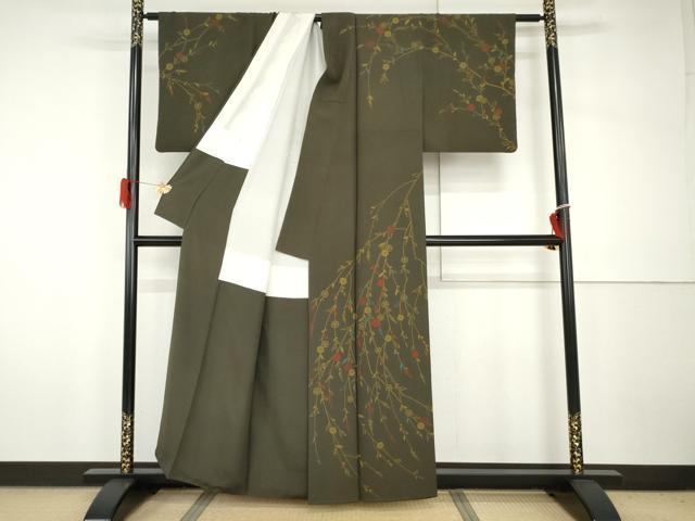 平和屋着物●訪問着　枝垂れ花文　正絹　逸品　AABH7256cs