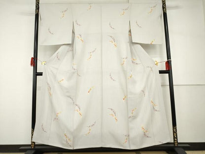平和屋着物●上質な小紋　雪芝花文　ますいわ屋扱い　正絹　逸品　AABH7258cs