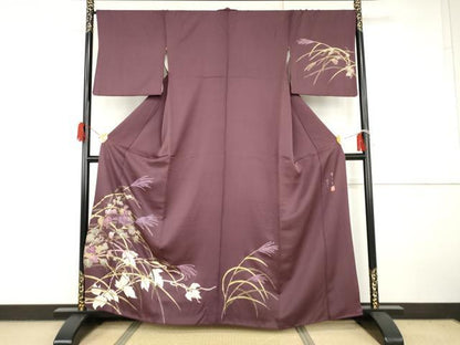 平和屋着物●京の名門　じゅらく謹製　帝王紫　訪問着　刺繍　薄文　金糸　金彩　正絹　逸品　AABH7260cs