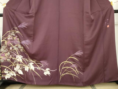平和屋着物●京の名門　じゅらく謹製　帝王紫　訪問着　刺繍　薄文　金糸　金彩　正絹　逸品　AABH7260cs