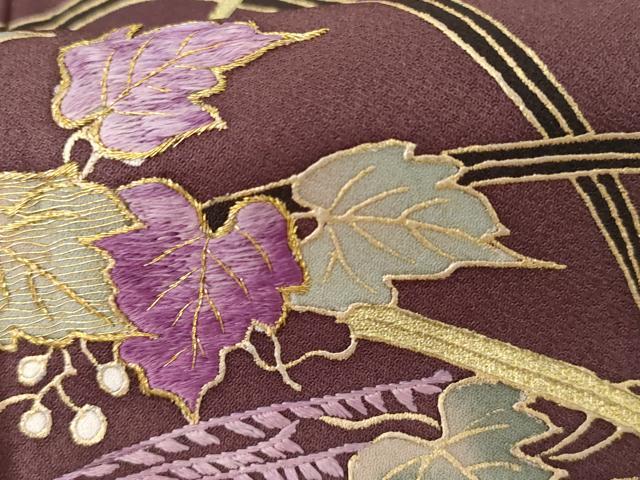 平和屋着物●京の名門　じゅらく謹製　帝王紫　訪問着　刺繍　薄文　金糸　金彩　正絹　逸品　AABH7260cs