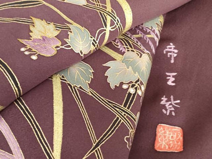 平和屋着物●京の名門　じゅらく謹製　帝王紫　訪問着　刺繍　薄文　金糸　金彩　正絹　逸品　AABH7260cs