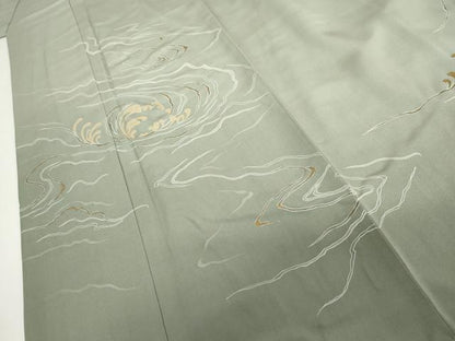 平和屋着物●訪問着　竹屋町刺繍　流水文　暈し染め　金糸　金彩　正絹　逸品　AABH7261cs