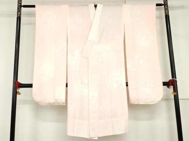 平和屋着物●振袖用長襦袢　貝桶草花地紋　暈し染め　正絹　逸品　未使用　AABH7262cs