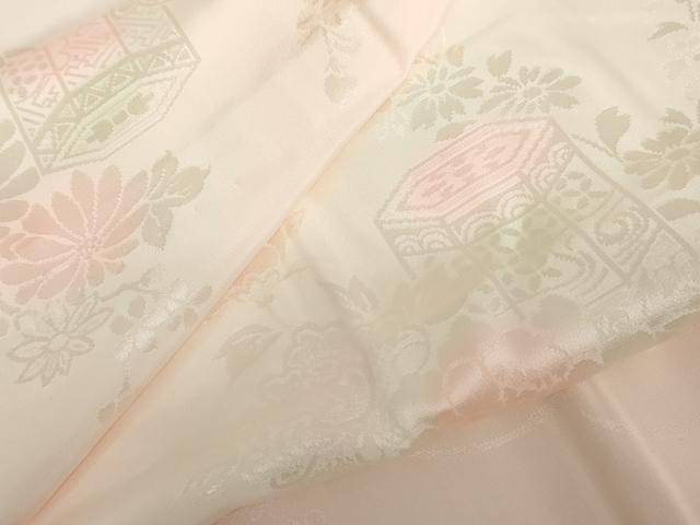 平和屋着物●振袖用長襦袢　貝桶草花地紋　暈し染め　正絹　逸品　未使用　AABH7262cs