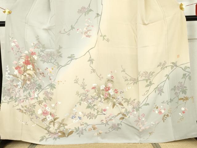 平和屋着物●訪問着　作家物　瑞穂　枝花文　暈し染め　金彩　正絹　逸品　AABH7263cs