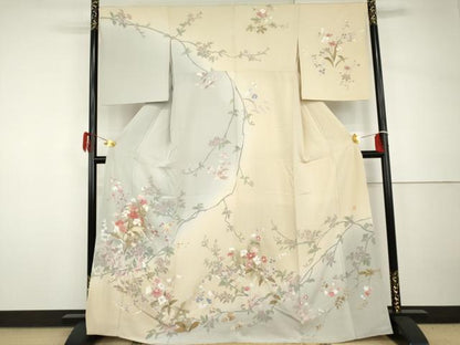 平和屋着物●訪問着　作家物　瑞穂　枝花文　暈し染め　金彩　正絹　逸品　AABH7263cs