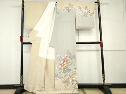 平和屋着物●訪問着　作家物　瑞穂　枝花文　暈し染め　金彩　正絹　逸品　AABH7263cs