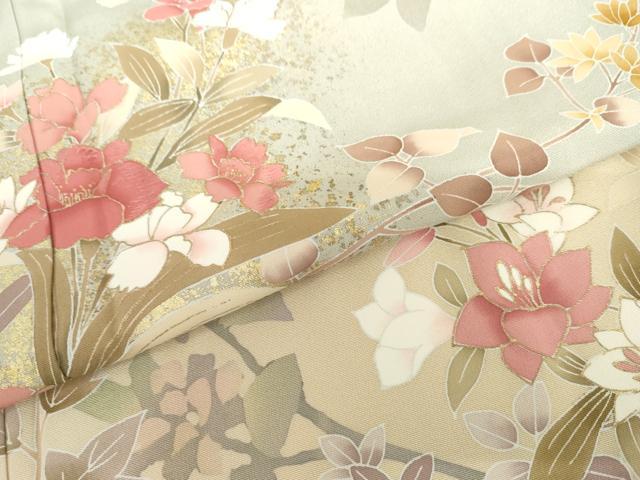 平和屋着物●訪問着　作家物　瑞穂　枝花文　暈し染め　金彩　正絹　逸品　AABH7263cs