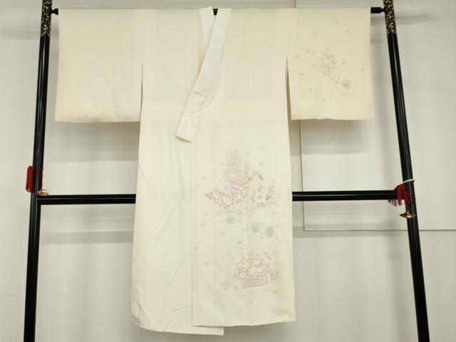 平和屋着物●長襦袢　袷　手描き　風景草花文　さが美扱い　正絹　逸品　AABH7267cs
