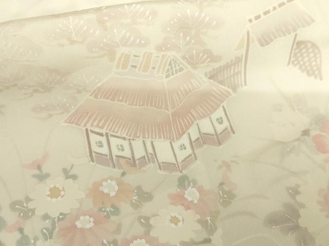 平和屋着物●長襦袢　袷　手描き　風景草花文　さが美扱い　正絹　逸品　AABH7267cs